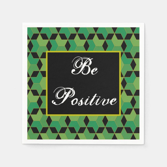 personalized green and black geometric patterned napkin (Front)