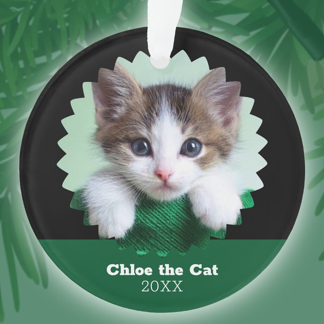 Personalized Green and Black Photo of Cat on (Créateur téléchargé)