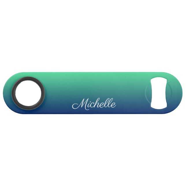Personalized green and blue ombre bar key (Front (Horizontal))