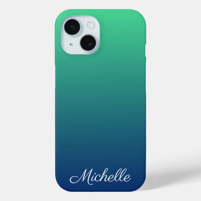 Personalized green and blue ombre Case-Mate iPhone case (Back)