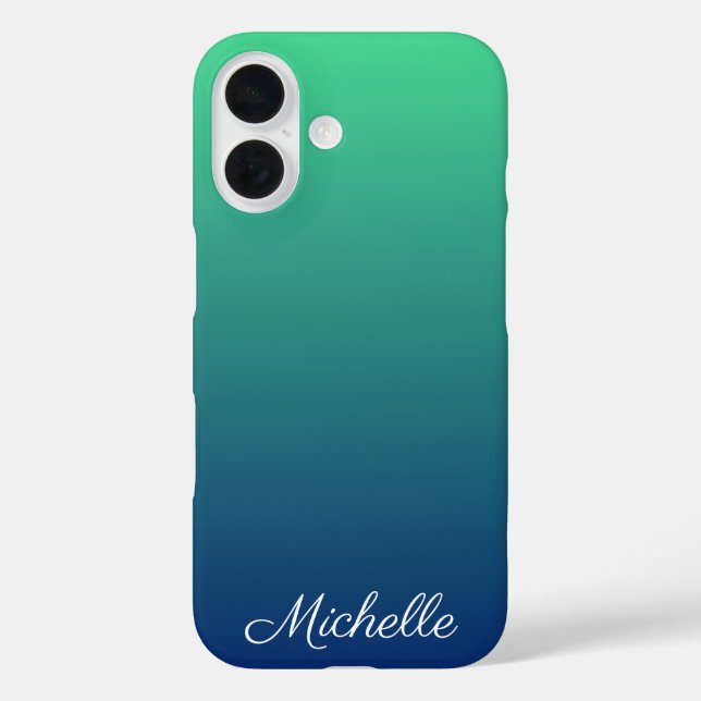 Personalized green and blue ombre Case-Mate iPhone case (Back)