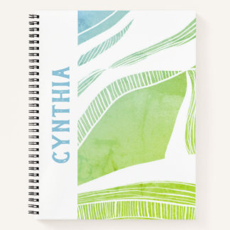 Personalized Green and Blue Wave Notebook