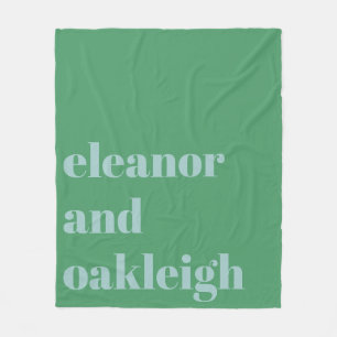 Personalized Green and Blue Wedding Newlyweds Fleece Blanket
