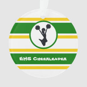 Personalized Green and Gold Cheerleader Ornament