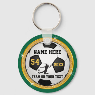 Personalized Green and Gold Soccer Gifts for Girls Keychain