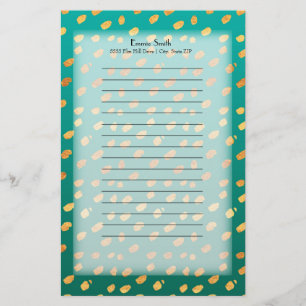 Personalized Green and Gold with Translucent Stationery