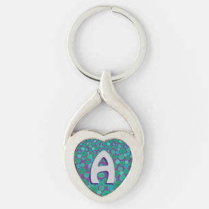 Personalized Green and Purple Spotted Keychain