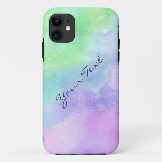 Personalized Green and Purple Watercolor Case-Mate iPhone Case (Back)