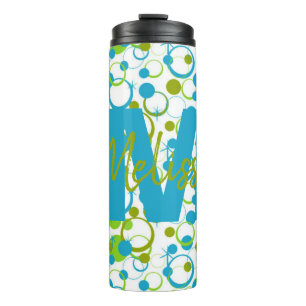 Personalized Green and teal circles Thermal Tumbler
