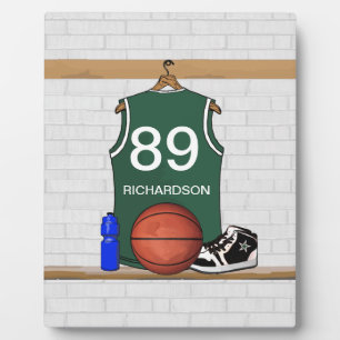 Personalized Green and White Basketball Jersey Plaque