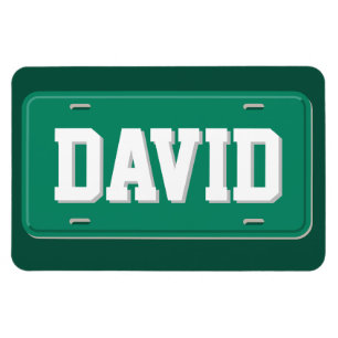 Personalized Green and White License Plate Magnet
