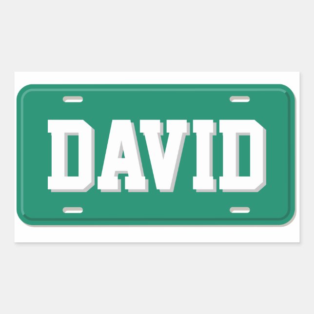 Personalized Green and White License Plate Sticker (Front)