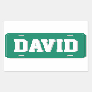 Personalized Green and White License Plate Sticker