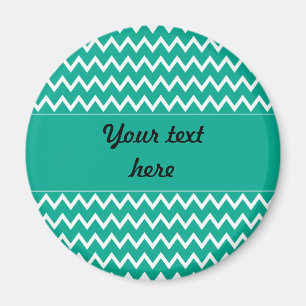 Personalized Green and White Zigzag Pattern Magnet