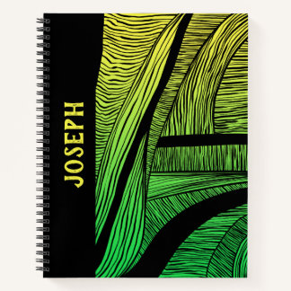 Personalized Green and Yellow Wave Merge Notebook