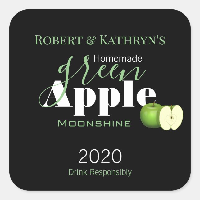 Personalized "Green Apple" Alcohol/Food Label (Front)