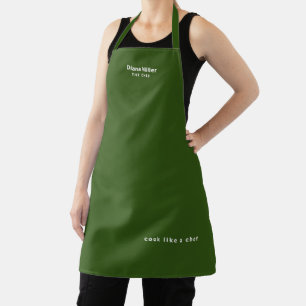 Personalized Green Apron with Name of the Chef