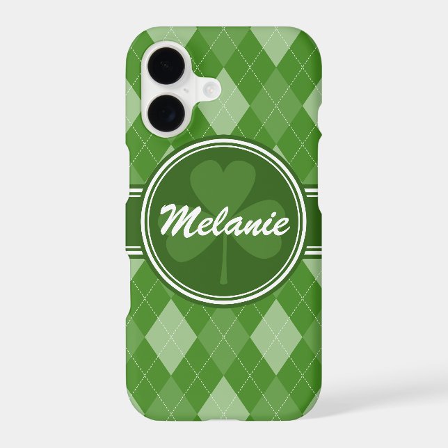 Personalized Green Argyle Pattern with Clover (Back)