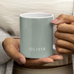 Personalized Green Ash Colour Custom Mug | Elegant<br><div class="desc">Start your day with elegance using this personalized green ash colour custom mug. Featuring a sophisticated green ash hue with a customizable name, this mug adds a unique and personal touch to your coffee or tea moments. Perfect for home or office use, the sleek and stylish design makes it a...</div>