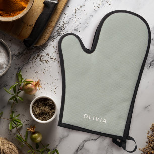 Personalized Green Ash Colour Custom Oven Mitt & Pot Holder Set