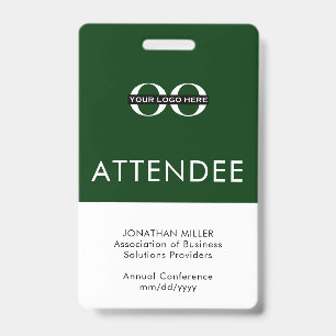 Personalized Green Attendee Custom Logo Text Badge