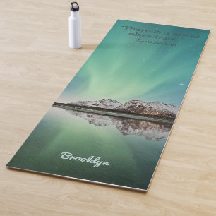 Personalized Green Aurora Inspiring Quote Yoga Mat
