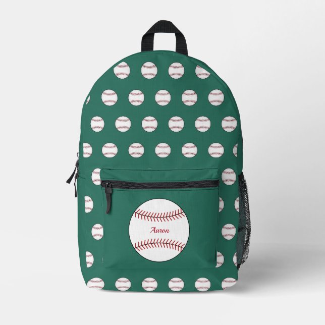 Personalized Green Baseball Backpack  (Front)