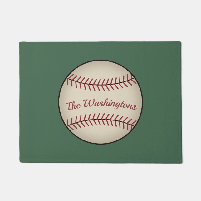 Personalized Green Baseball Doormat  (Front)