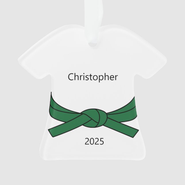 Personalized Green Belt Karate Ornament (Front)