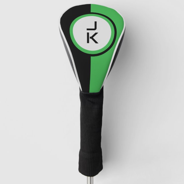 Personalized Green Black Golf Head Cover (Front)