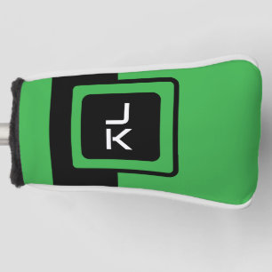 Personalized Green Black Golf Head Putter Cover