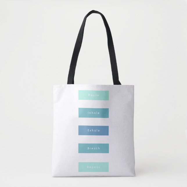 Personalized Green Blue Five Words Custom Message Tote Bag (Front)