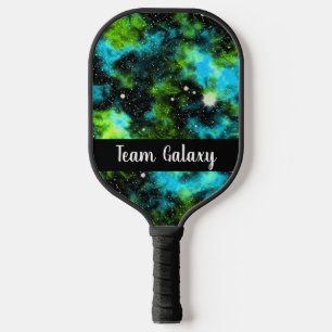 Personalized Green Blue Galaxy Cosmic Space Pickleball Paddle