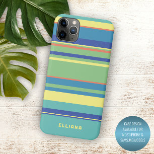 Personalized Green Blue Orange Yellow Stripes iPhone 11 Pro Max Case