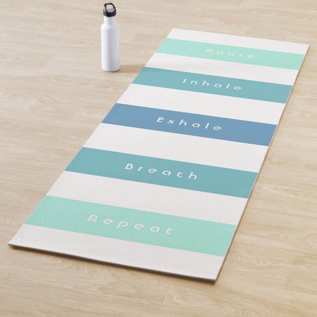 Personalized Green Blue Pause Inhale Exhale Breath Yoga Mat (In Situ)
