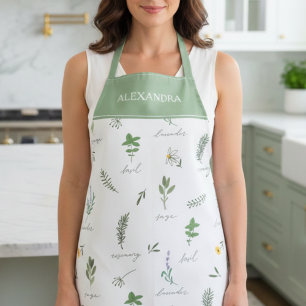 Personalized Green Botanical Apron