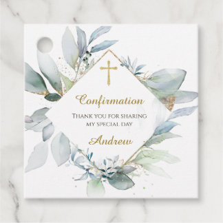 Personalized Green Boy Confirmation Favour Tags
