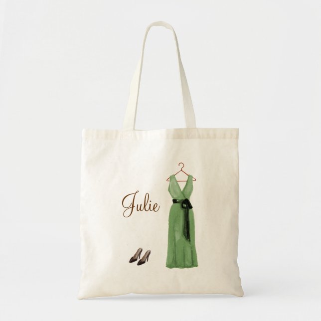 Personalized Green Bridesmaid Tote (Front)