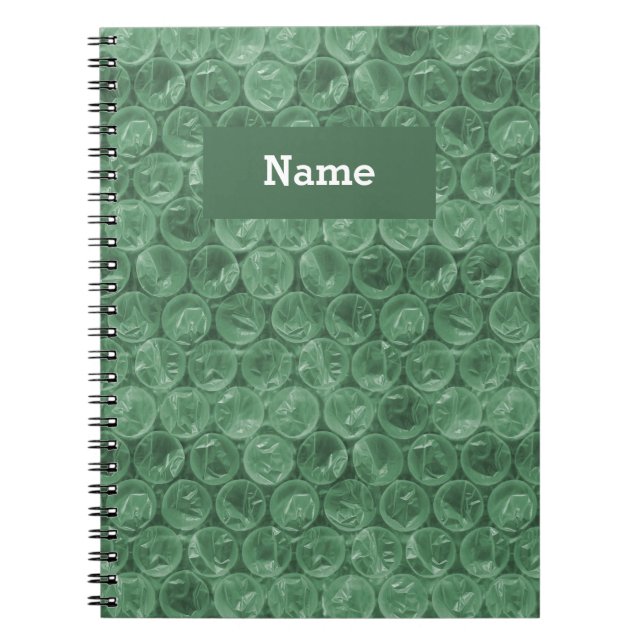 Personalized green bubble wrap pattern notebook (Front)