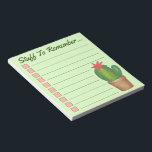 Personalized Green Cactus Potted Plant Checklist Notepad<br><div class="desc">List-style note pad design features an original marker illustration of a prickly green cactus potted plant, and STUFF TO REMEMBER in a fun font. Just personalize with your information. Lots of additional illustrated notepads are also available from this shop. This design is also available on other products. Don't see what...</div>