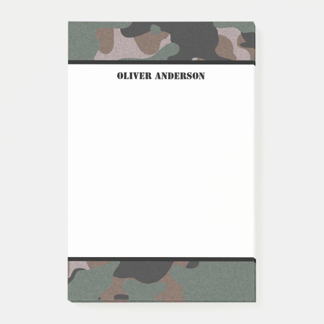 Personalized Green Camo Post-it Notes (Front)