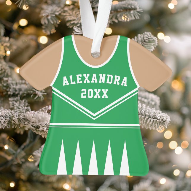 Personalized Green Cheerleader Uniform Ornament (Creator Uploaded)