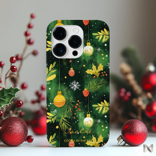 Personalized Green Christmas Ornaments Case-Mate iPhone 14 Pro Case