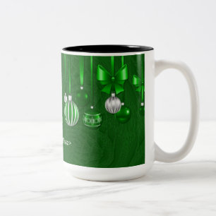 Personalized Green Christmas Ornaments Mug