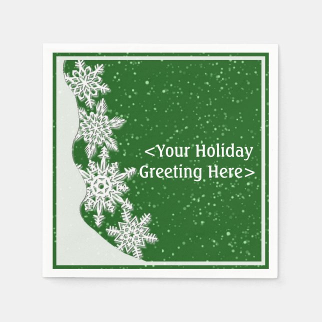 Personalized Green Christmas Snowflake Napkins (Front)