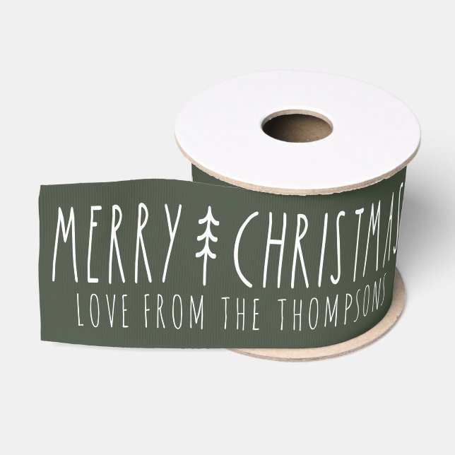 Personalized Green Christmas Tree Gift Wrap Grosgrain Ribbon (Spool)