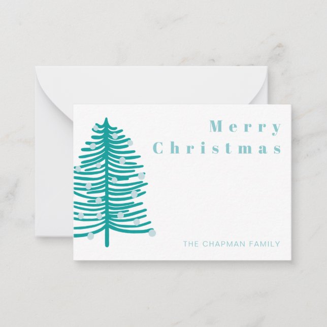 Personalized Green Christmas Tree Winter Forest Card (Front)