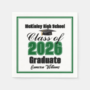 Personalized Green Class of 2026 Graduation Party Napkin