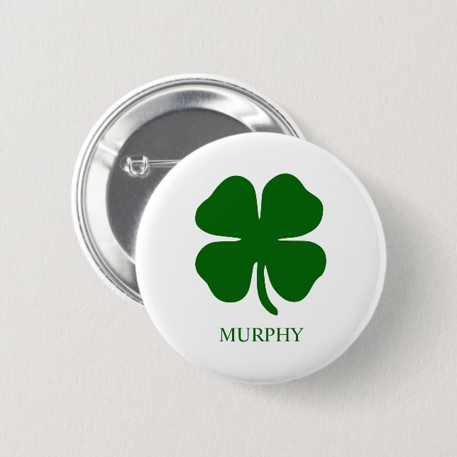 Personalized Green Clover 2 Inch Round Button (Front & Back)
