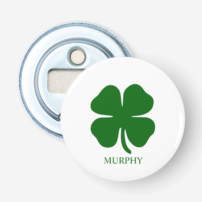 Personalized Green Clover Bottle Opener (Front)